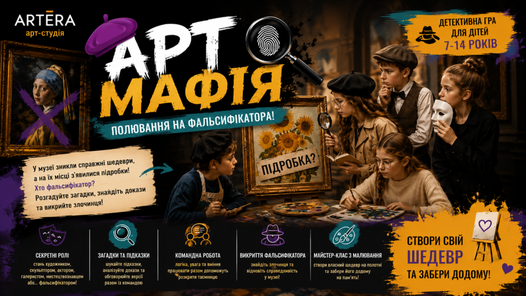 Запускаємо дитячу гру «Арт-мафія: Полювання на Фальсифікатора»